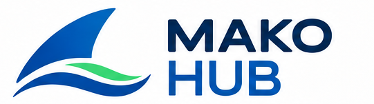 MAKO HUB – blaue Flosse mit Wellen